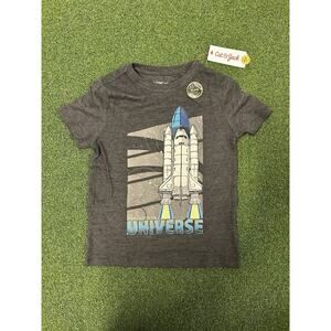 NWT Cat & Jack T-Shirt Crew Neck Short Sleeve Graphic Space Shuttle Gray Sz S